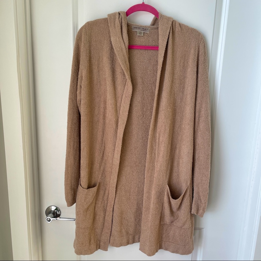 Barefoot Dreams Cozychic Lite Coastal Hooded Cardigan Tan XS/S